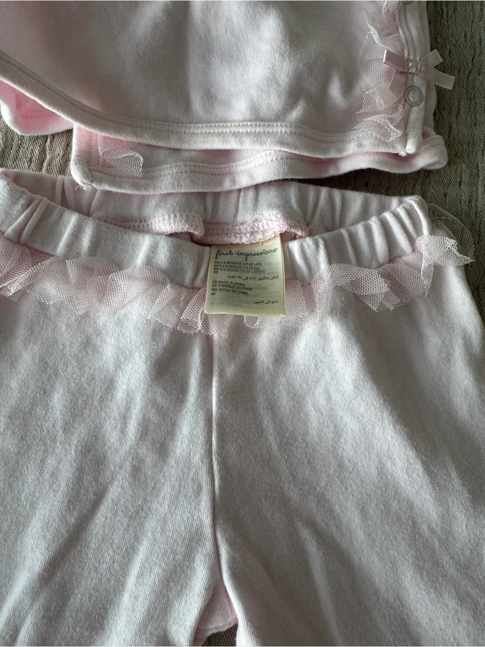 First Impressions Pale Pink Ruffle Footed Pajama Set